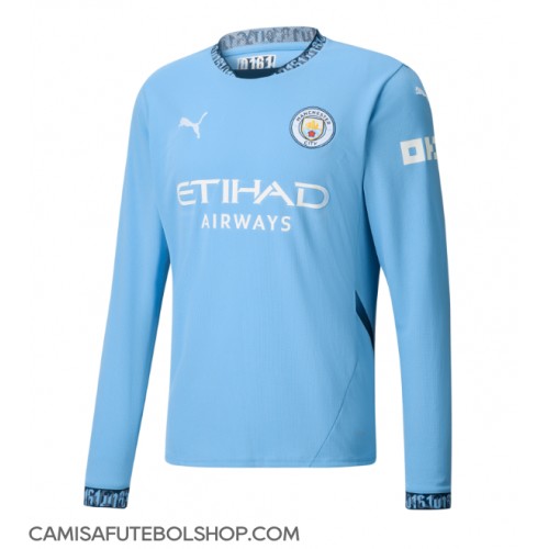 Camisa de time de futebol Manchester City Replicas 1º Equipamento 2024-25 Manga Comprida